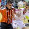 Vľavo Dušan Rafaj (Slov-Matic) a Sergej Žurba (Charkov) počas zápasu turnaja D-skupiny hlavného kola UEFA Futsal Cupu 2015/2016 Slov-Matic FOFO Bratislava – Lokomotiv Charkov (0:2). Bratislava, 10. novembra 2015.