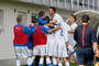 Radosť slovenského mužstva po skončení zápasu. Kvalifikačný zápas reprezentácií do 17 rokov Slovensko - Litva 2:0 (0:0). Senec, 26. október 2014.