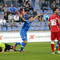 Druhý zľava Adam Zreľák (Slovensko) sa raduje po strelení gólu v kvalifikačnom futbalovom stretnutí na ME Slovensko 21 -  Gruzínsko 21, vľavo brankár Gruzínska Giorgi Nadiradze. Senec, 9. september 2013.