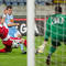 Sprava: Brankár ViOnu Pavel Kováč a hráč Slovana František Kubík počas zápasu 10. kola Fortuna ligy 2014/15 ŠK Slovan Bratislava a FC ViOn Zlaté Moravce (2:1). Bratislava, 3. december 2014.