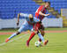 Zľava: Mamadou Bagayoko zo Slovana a Jaroslav Diviš zo Senice počas zápasu 28. kola futbalovej Corgoň Ligy medzi ŠK Slovan Bratislava - FK Senica. Bratislava, 27. apríl 2013.