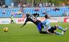 Róbert Glenda z FC Nitra (vpravo) a Mamadou Bagayoko z ŠK Slovan Bratislava počas 27. kola futbalovej Corgoň ligy medzi FC Nitra - ŠK Slovan Bratislava. Nitra, 23. apríl 2011.