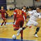 Záber z druhého zápasu 1: skupiny hlavnej fázy UEFA Futsal Cupu, v ktorom tím Slov-Matic FOFO Bratislava prehral s MFK VitEn Vitebsk 2:3. Riga, 4. október 2013.