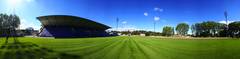 Celkový panoramatický pohľad na NTC Poprad s čerstvo položeným trávnikom. Poprad, september 2013.