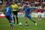 Vladimír Weiss ml. a Marek Hamšík v akcii v priebehu stretnutia Dánsko - Slovensko. Odense, 15. augusta 2012.