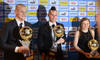 Na snímke uprostred titul Futbalista roka 2013 získal Marek Hamšík, vpravo Futbalistka roka 2013 Dominika Škorvánková a vľavo druhý v ankete Futbalista roka 2013 Martin Škrtel počas slávnostného odovzdávania cien 21. ročníka ankety o najlepšieho futbalistu Slovenska za rok 2013. Trnava, 3. marca 2014.