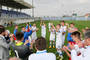 Radosť slovenského mužstva po skončení zápasu. Kvalifikačný zápas reprezentácií do 17 rokov Slovensko - Litva 2:0 (0:0). Senec, 26. október 2014.