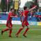 Nicolas Ezequiel Gorosito sa raduje zo svojho gólu na 1:0 v zápase 30. kola Corgoň ligy medzi FK Senica a MFK Ružomberok, ktorý sa skončil výsledkom 2:0. Senica, 4. mája 2012.