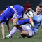 Albert Rusnák ml. (vpravo) v súboji s Yossi Benayounom z FC Chelsea v súboji o loptu v prvom exibičnom zápase Manchester City - FC Chelsea na Busch Stadium v St. Louis. 23. mája 2013, St. Louis.