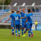 Priateľský zápas reprezentácií do 19 rokov Slovensko - Srbsko 3:0 (2:0). Na snímke radosť kapitána Jakuba Hromadu a spoluhráčov z úvodného gólu v zápase. Senec, 14. august 2014.