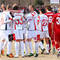 Radosť hráčov FC Spartak Trnava po jednom z gólov, ktoré dosiahli na ihrisku FK Dukla Banská Bystrica v 19. kole Corgoň ligy (konečný výsledok 0:3). Banská Bystrica, 27. marca 2012.