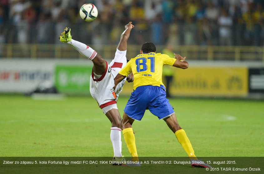 Záber zo zápasu 5. kola Fortuna ligy medzi FC DAC 1904 Dunajská Streda a AS Trenčín 0:2. Dunajská Streda, 15. august 2015.