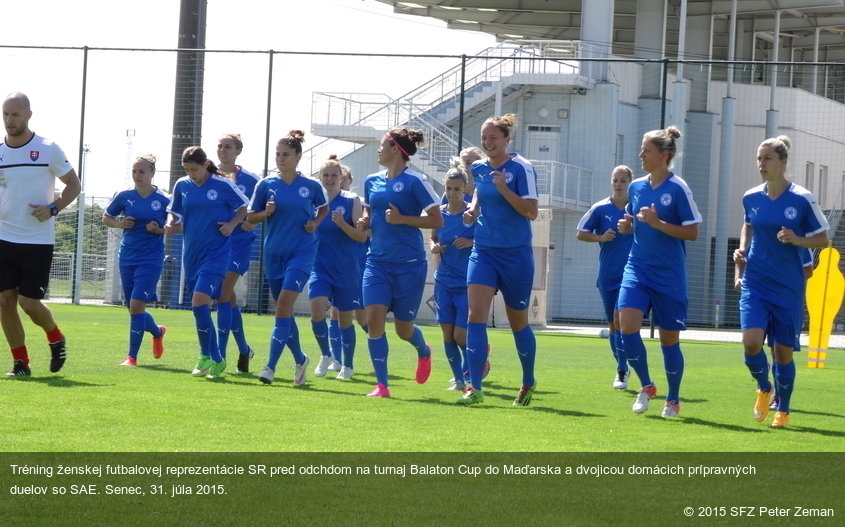 Tréning ženskej futbalovej reprezentácie SR pred odchdom na turnaj Balaton Cup do Maďarska a dvojicou domácich prípravných duelov so SAE. Senec, 31. júla 2015.