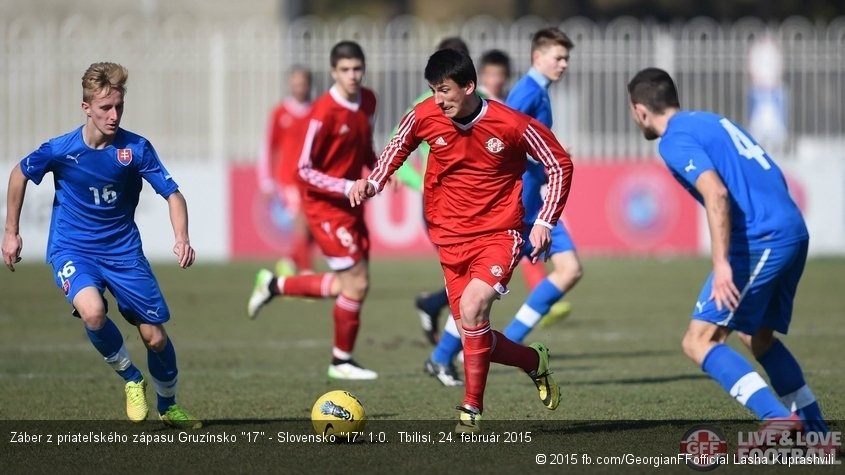 Záber z priateľského zápasu Gruzínsko "17" - Slovensko "17" 1:0.  Tbilisi, 24. február 2015