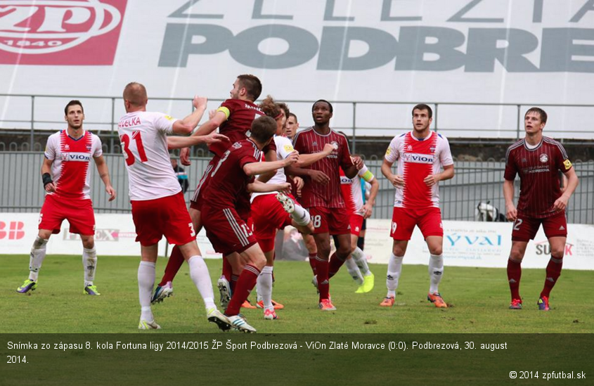 Snímka zo zápasu 8. kola Fortuna ligy 2014/2015 ŽP Šport Podbrezová - ViOn Zlaté Moravce (0:0). Podbrezová, 30. august 2014.