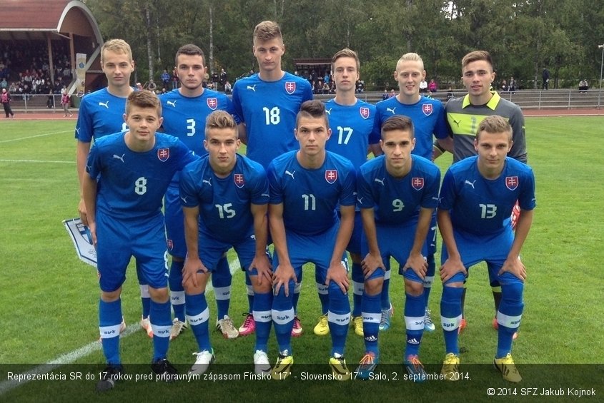 Reprezentácia SR do 17 rokov pred prípravným zápasom Fínsko "17" - Slovensko "17". Salo, 2. september 2014.