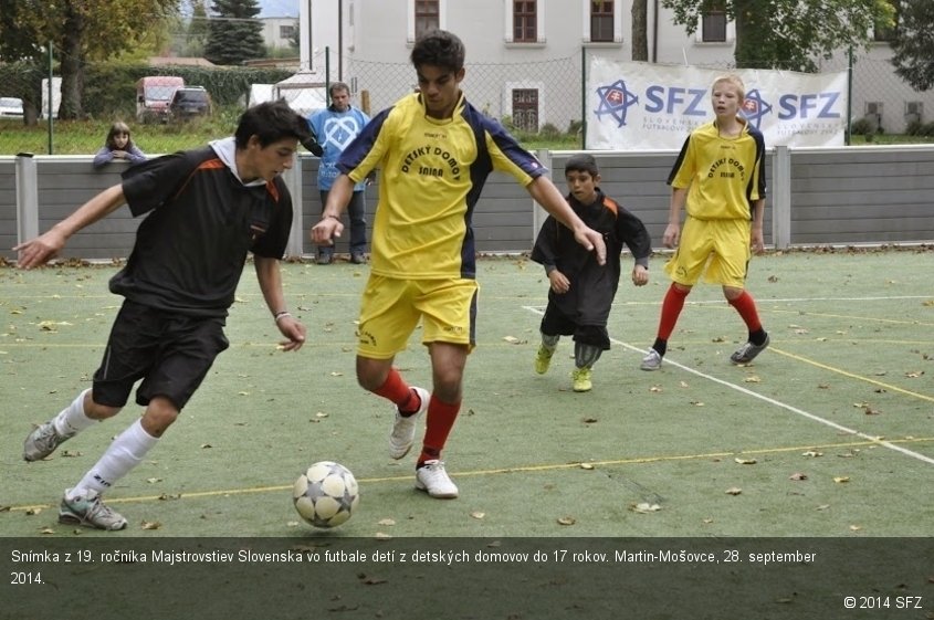 Snímka z 19. ročníka Majstrovstiev Slovenska vo futbale detí z detských domovov do 17 rokov. Martin-Mošovce, 28. september 2014.