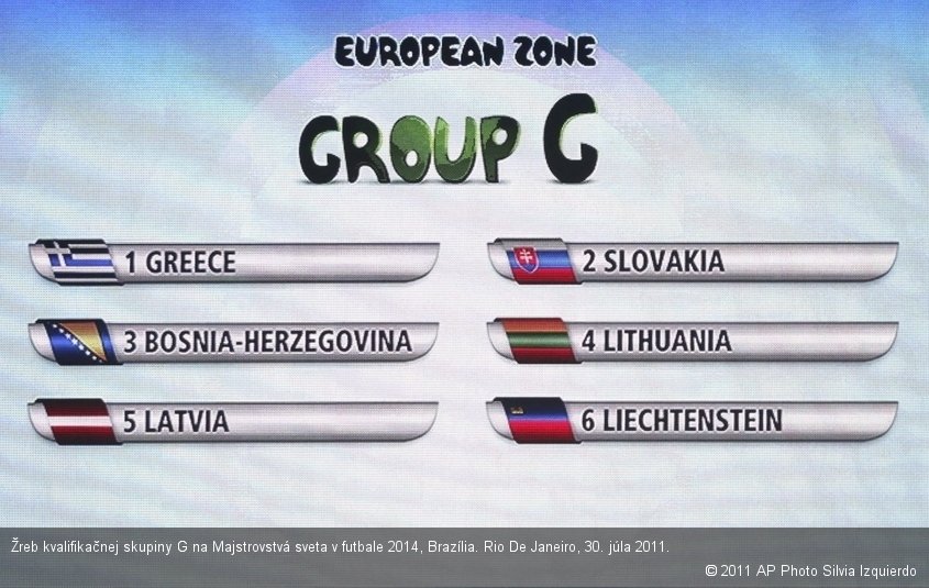 Žreb kvalifikačnej skupiny G na Majstrovstvá sveta v futbale 2014, Brazília. Rio De Janeiro, 30. júla 2011.