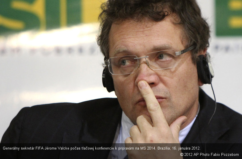 Generálny sekretár FIFA Jérome Valcke počas tlačovej konferencie k prípravám na MS 2014. Brazília, 16. januára 2012.