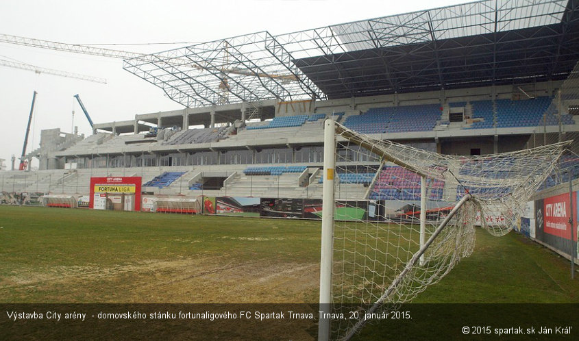 Výstavba City arény  - domovského stánku fortunaligového FC Spartak Trnava. Trnava, 20. január 2015.