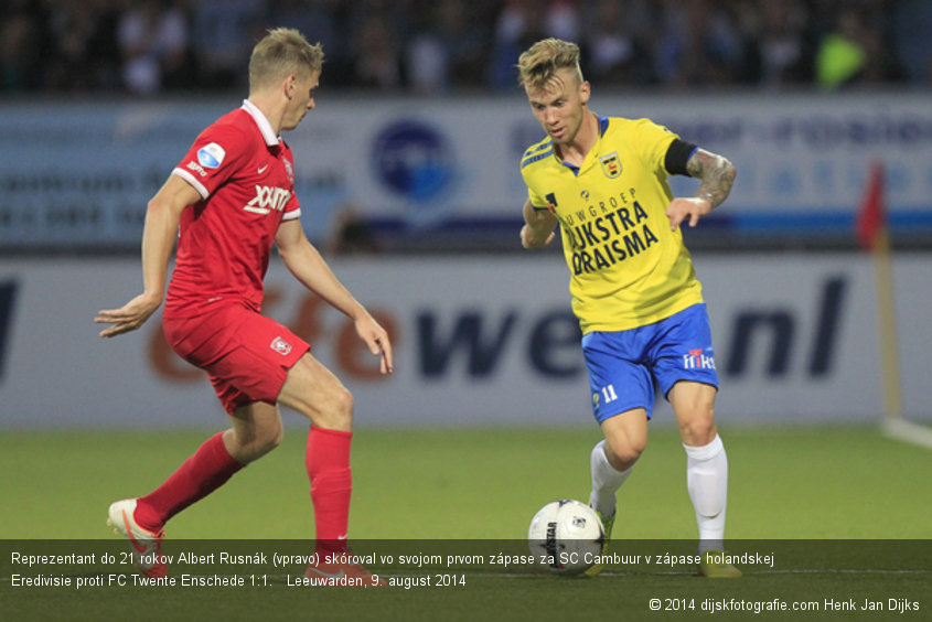 Reprezentant do 21 rokov Albert Rusnák (vpravo) skóroval vo svojom prvom zápase za SC Cambuur v zápase holandskej Eredivisie proti FC Twente Enschede 1:1.   Leeuwarden, 9. august 2014