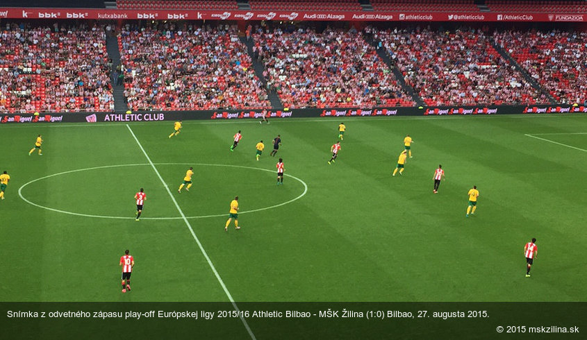 Snímka z odvetného zápasu play-off Európskej ligy 2015/16 Athletic Bilbao - MŠK Žilina (1:0) Bilbao, 27. augusta 2015.