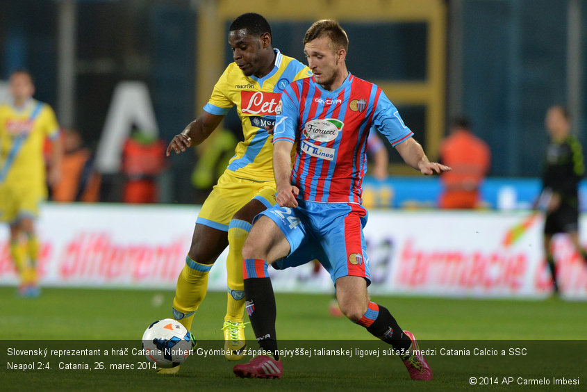 Slovenský reprezentant a hráč Catanie Norbert Gyömbér v zápase najvyššej talianskej ligovej súťaže medzi Catania Calcio a SSC Neapol 2:4.  Catania, 26. marec 2014