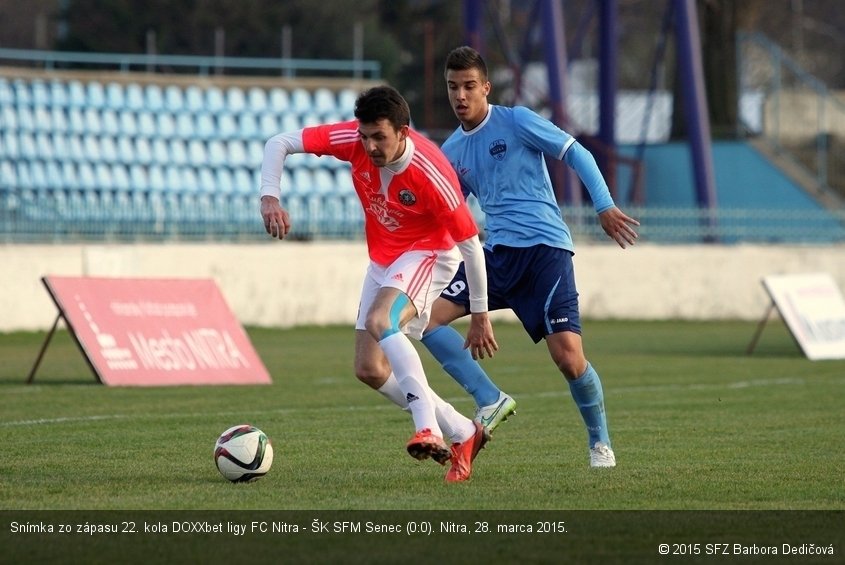 Snímka zo zápasu 22. kola DOXXbet ligy FC Nitra - ŠK SFM Senec (0:0). Nitra, 28. marca 2015.