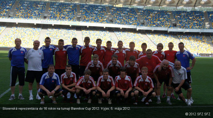 Slovenská reprezentácia do 16 rokov na turnaji Bannikov Cup 2012. Kyjev, 5. mája 2012.