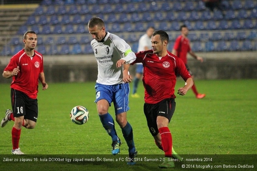 Záber zo zápasu 16. kola DOXXbet ligy západ medzi ŠK Senec a FC ŠTK 1914 Šamorín 2:0. Senec, 7. novembra 2014