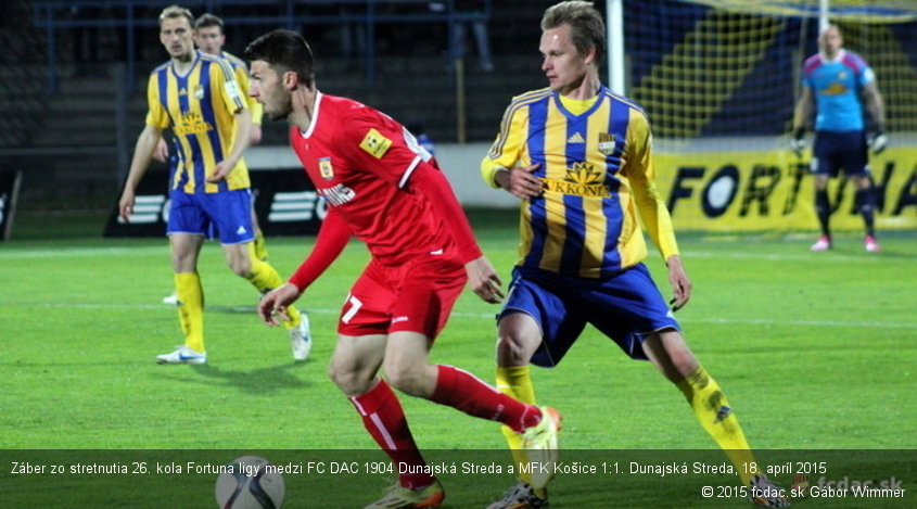 Záber zo stretnutia 26. kola Fortuna ligy medzi FC DAC 1904 Dunajská Streda a MFK Košice 1:1. Dunajská Streda, 18. apríl 2015