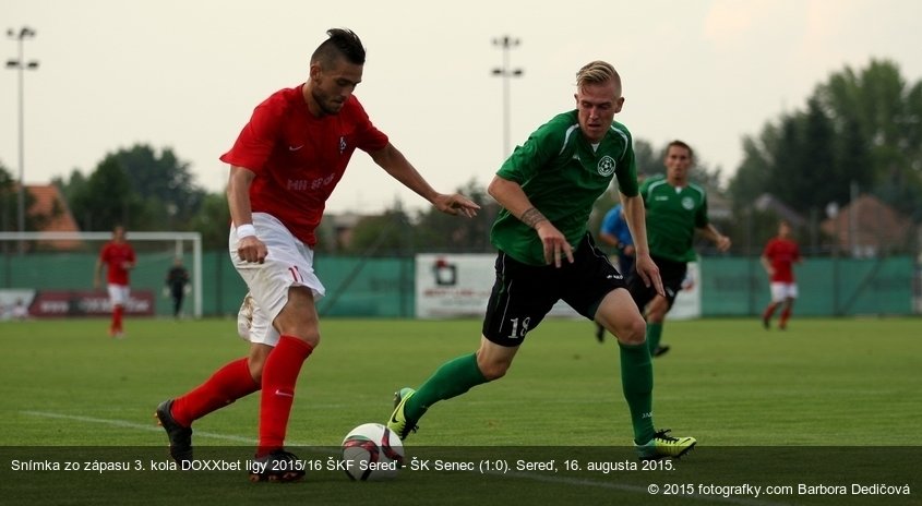 Snímka zo zápasu 3. kola DOXXbet ligy 2015/16 ŠKF Sereď - ŠK Senec (1:0). Sereď, 16. augusta 2015.