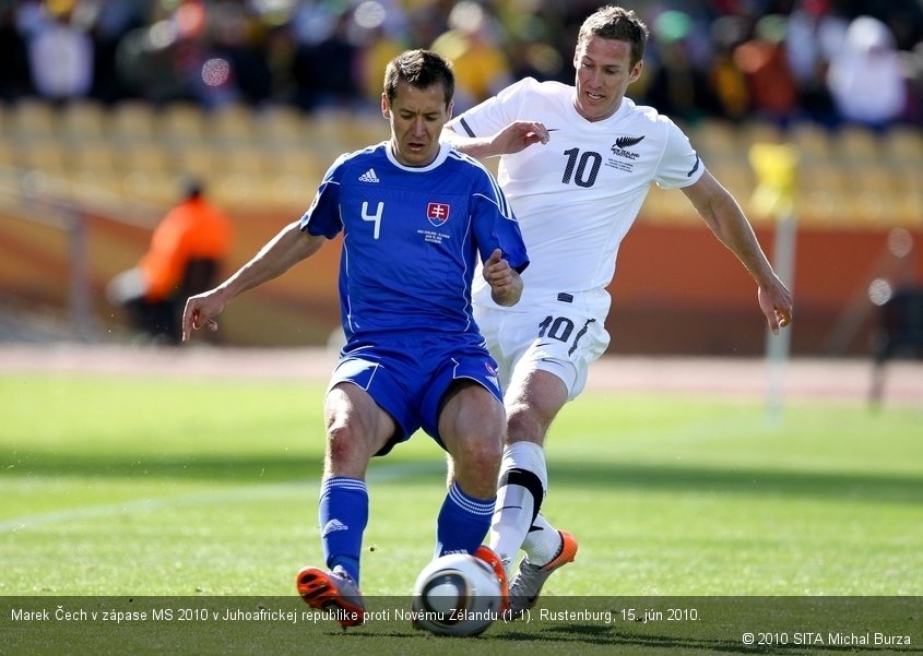 Marek Čech v zápase MS 2010 v Juhoafrickej republike proti Novému Zélandu (1:1). Rustenburg, 15. jún 2010.