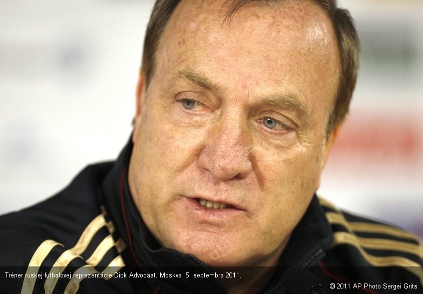 Tréner ruskej futbalovej reprezentácie Dick Advocaat. Moskva, 5. septembra 2011.