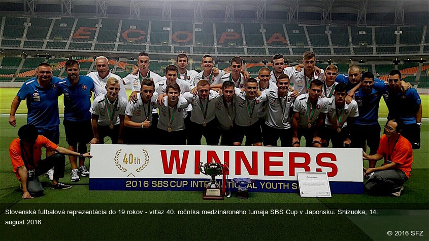 Slovenská futbalová reprezentácia do 19 rokov - víťaz 40. ročníka medzinároného turnaja SBS Cup v Japonsku. Shizuoka, 14. august 2016