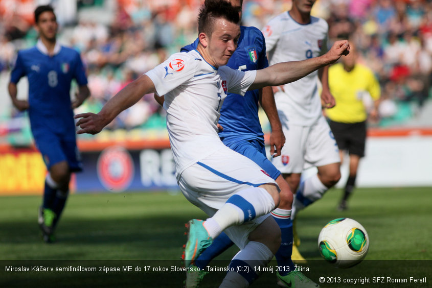 Miroslav Káčer v semifinálovom zápase ME do 17 rokov Slovensko - Taliansko (0:2). 14.máj 2013, Žilina.