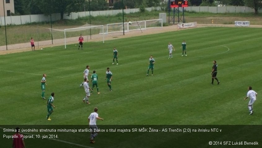 Snímka z úvodného stretnutia miniturnaja starších žiakov o titul majstra SR MŠK Žilina - AS Trenčín (2:0) na ihrisku NTC v Poprade. Poprad, 10. jún 2014.